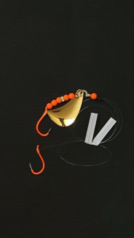 Orange gold plated tomahawk Kokanee lure