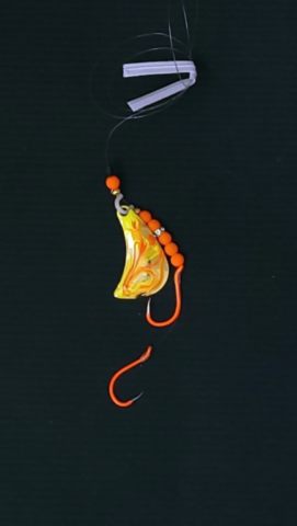 Orange gold plated tomahawk Kokanee lure
