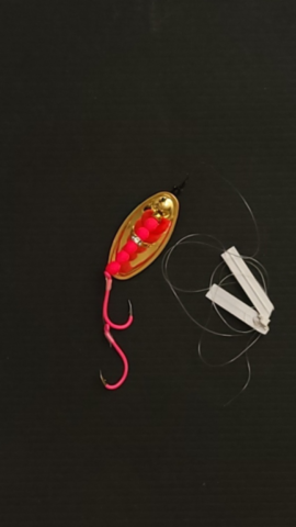 Gold plated pink tomahawk Kokanee lure